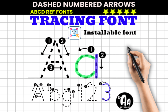 Crafting Educational Products with Abcd Ref Dashed Arrows Numbers Font