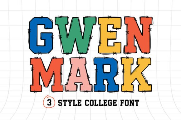 Gwen Mark: A Varsity College Grunge Decorative Font for Bold Branding